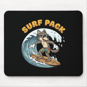 Alfombrilla De Ratón Lobo de surf vintage paquete de surf olas de océan