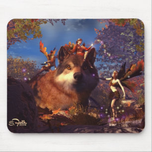 Alfombrilla De Ratón Lobo del otoño