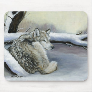 Alfombrilla De Ratón Lobo en el cojín de ratón del arte de la nieve