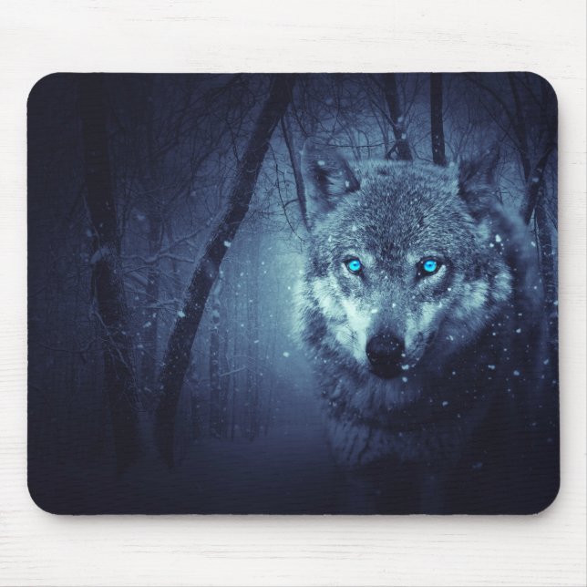 Alfombrilla De Ratón Lobo en la madera (Frente)