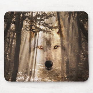 Alfombrilla De Ratón Lobo fantasma en el bosque
