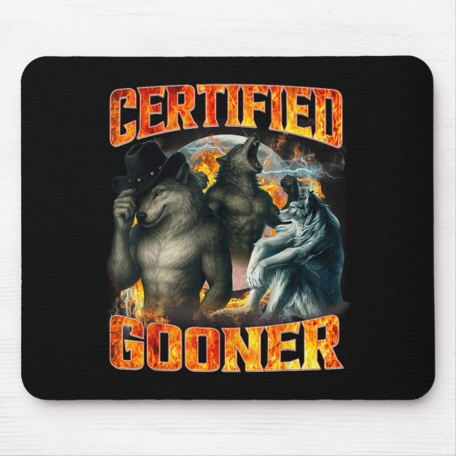 Alfombrilla De Ratón Lobo Gooner Certificado Funny Bootleg Meme Papá  (Frente)