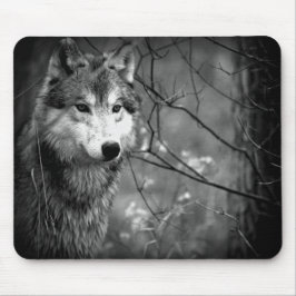 Alfombrilla De Ratón Lobo gris - blanco y negro