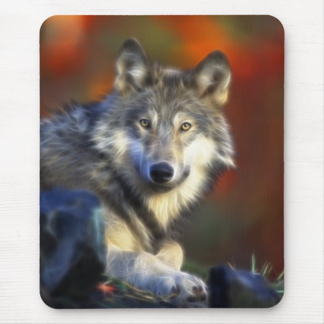 Alfombrilla De Ratón Lobo gris, fotografía de Digitaces en peligro de (Frente)