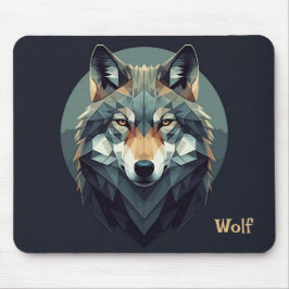 Alfombrilla De Ratón Lobo Guay Geométrico Arte Moderno Navy Mostaza azu