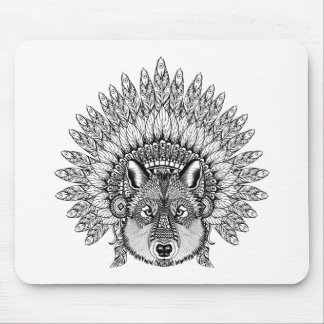 Alfombrilla De Ratón Lobo inspirado en capo emplumado de la guerra