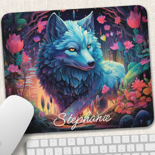 Alfombrilla De Ratón Lobo místico floral personalizado