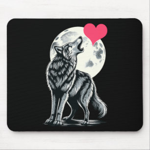 Alfombrilla De Ratón Lobo sosteniendo corazón Día de San Valentín Lobos