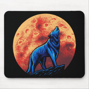 Alfombrilla De Ratón Lobo y almohadilla del ratón de la luna de sangre