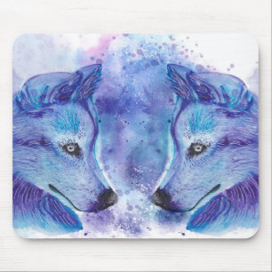 Alfombrilla De Ratón Lobos de acuarela