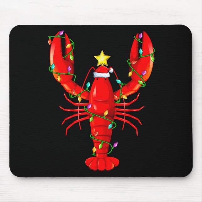 Alfombrilla De Ratón Lobster Lighting Xmas Tree Matching Lobster Christ (Frente)