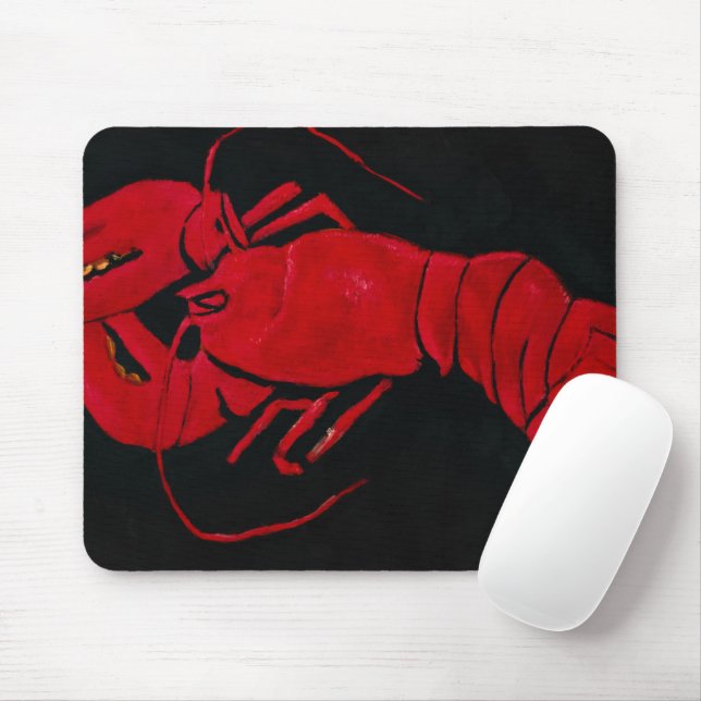 Alfombrilla De Ratón Lobster sobre fondo negro por Marsden Hartley (Con ratón)