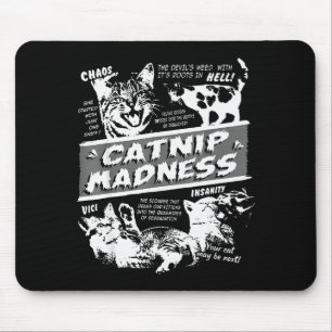 Alfombrilla De Ratón Locura de hierba gatera Gatito lindo Gato divertid