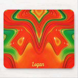 Alfombrilla De Ratón LOGAN ~ Diseño verde rojo y amarillo