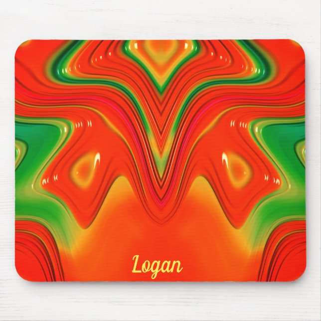 Alfombrilla De Ratón LOGAN ~ Diseño verde rojo y amarillo (Frente)