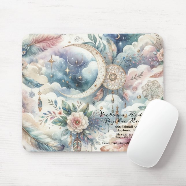 Alfombrilla De Ratón Logo de Boho Blue Dreamcatcher Psychic Reading (Con ratón)