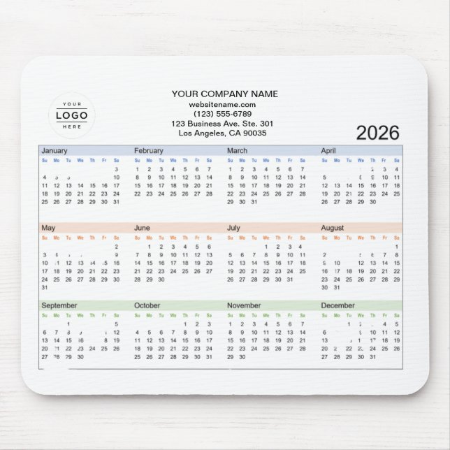 Alfombrilla De Ratón Logo de la Compañía Personalizado 2026 (Frente)