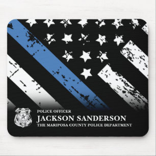 Alfombrilla De Ratón Logo de la Línea Azul delgada del Departamento de 