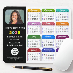 Alfombrilla De Ratón Logo de negocios del Calendario 2025 Colorido negr