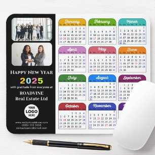 Alfombrilla De Ratón Logo de negocios del Calendario 2025 Colorido negr
