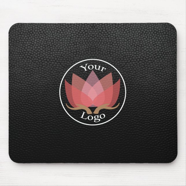 Alfombrilla De Ratón LOGO Personalizado de cuero negro (Frente)