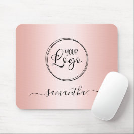 Alfombrilla De Ratón Logotipo de gradiente de oro rosa femenino minimal