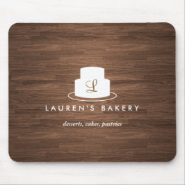 Alfombrilla De Ratón Logotipo de monograma de torta en blanco sobre mad