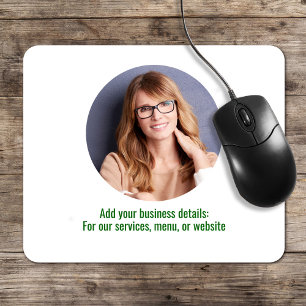 Alfombrilla De Ratón Logotipo de negocio Sencillo verde Minimalista y b