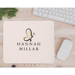 Alfombrilla De Ratón Logotipo de nombre personalizado moderno rosa rubo