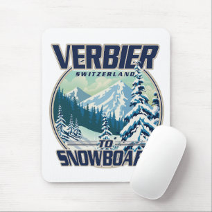 Alfombrilla De Ratón logotipo de Verbier Suiza Viajes en Snowboard