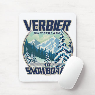 Alfombrilla De Ratón logotipo de Verbier Suiza Viajes en Snowboard