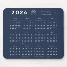 Alfombrilla De Ratón Logotipo promocional del calendario 2024 azul mari