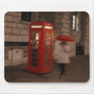 Alfombrilla De Ratón London Rainy Day Phone Box / Umbrella Mousepad