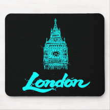 Londres Cian Neón Boceto Big Ben Moderno Negro