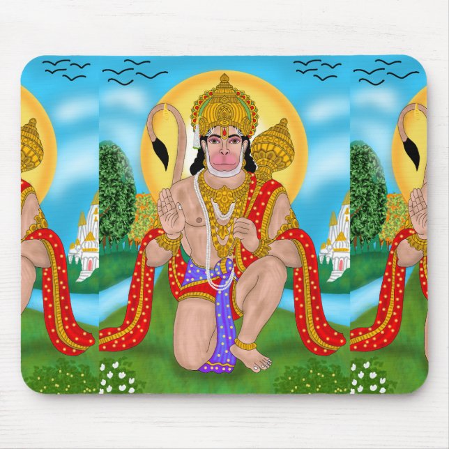 Alfombrilla De Ratón Lord Hanuman Mouse Pad – Spiritual Desk Accessory (Frente)