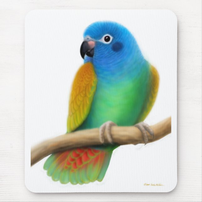 Alfombrilla De Ratón Loro dirigido azul Mousepad de Pionus (Frente)