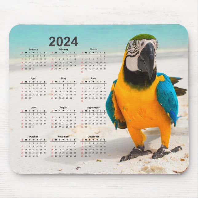 Alfombrilla De Ratón Loro en el calendario de arena 2024 (Frente)