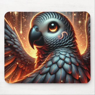 Alfombrilla De Ratón Loro gris africano de moda | Anime Mousepad