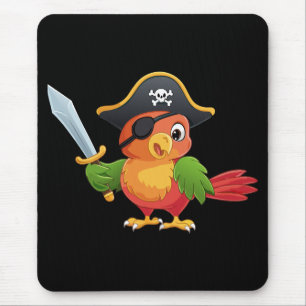 Alfombrilla De Ratón Loro pirata de dibujos animados lindo
