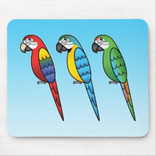 Alfombrilla De Ratón Loros Guacamayos de Dibujos Animados Lindos
