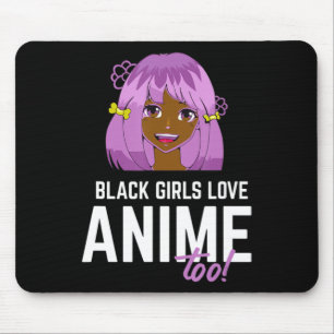 Alfombrilla De Ratón Los Chicas negros adoran a Anime con los afroameri