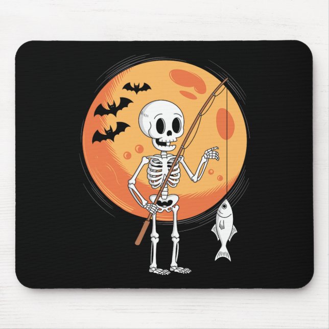 Alfombrilla De Ratón Los curiosos amantes de la pesca en Skeleton Moon  (Frente)
