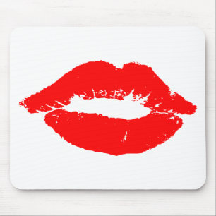 Alfombrilla De Ratón Los labios de beso rojo Palo pasión por el amor Sa