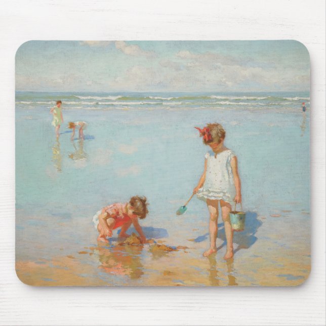 Alfombrilla De Ratón Los niños a orillas del mar (Escenario playero de  (Frente)