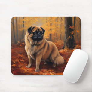 Alfombrilla De Ratón Los pekingeses en otoño se inspiran en las hojas