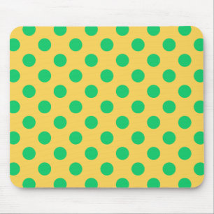 Alfombrilla De Ratón Los puntos de polka verde sobre el amarillo