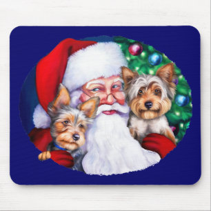 Alfombrilla De Ratón Los yorkies de Santa a los Navidades