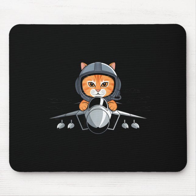 Alfombrilla De Ratón Lot Cat Fighter Jet Funny Aviation Kitty Design  (Frente)