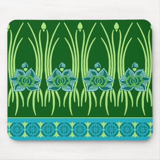ALFOMBRILLA DE RATÓN LOTUS NOUVEAU: ESCENA DEL VERDE AZUL (Frente)