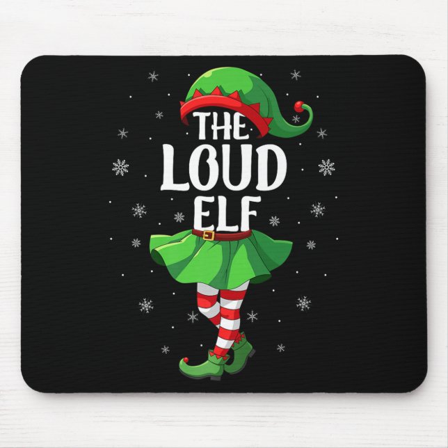 Alfombrilla De Ratón Loud Elf Christmas Girls Women Elf Squad Xmas Fami (Frente)